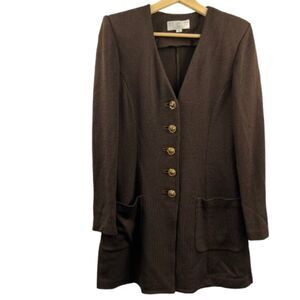 Vintage St. John Women's Santana Knit Brown Wool Evening Jacket Size Medium / 8